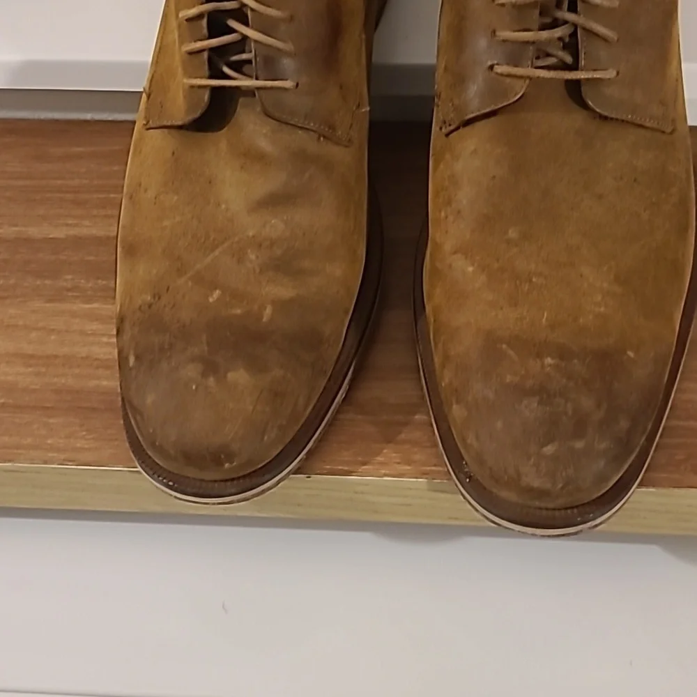 Cole Haan Carter Grandos Plain Toe Suede Chestnut Brown Derby Dress Shoes 11.5